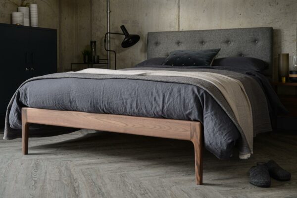 Bloomsbury bed with solid walnut base