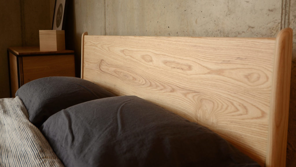 Camden Bed in solid ash headboard detail 3Q