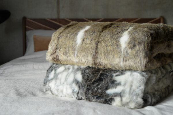 Caramel and Arctic Faux Fur Throws