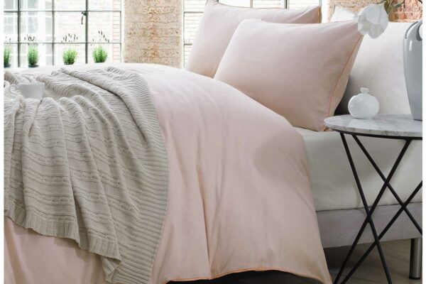 Chambray bedding Peach plain main shot
