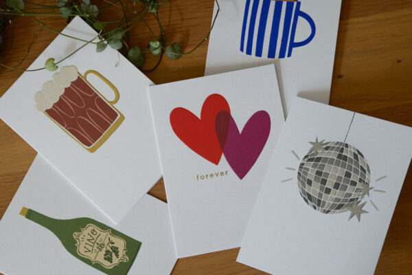 Colourful Set of 5 Cards Flat Lay