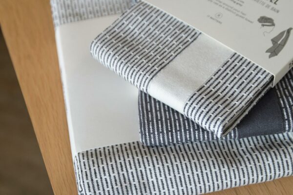 Dark Grey and Ivory Organic Cotton Towels