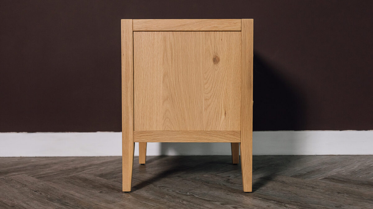 Reeded Deco Oak 2 Drawer Bedside Table - Natural Bed Company