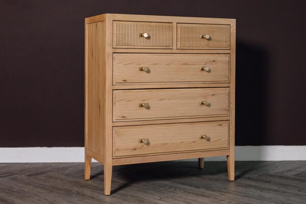 Deco - Reeded Oak 5 Drawer Chest