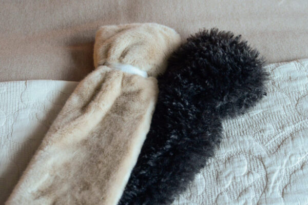 Faux Fur Hot Water Bottles Soft Beige Dark Cocoa