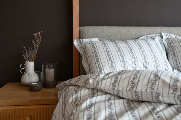 Floral Stripe Cotton Duvet Cover Set