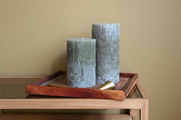 Rustic Green Pillar Candles - 2 Sizes