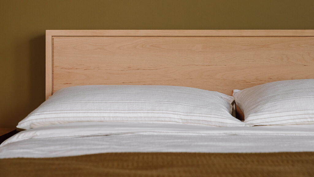 Close up of Beech Leith headboard.