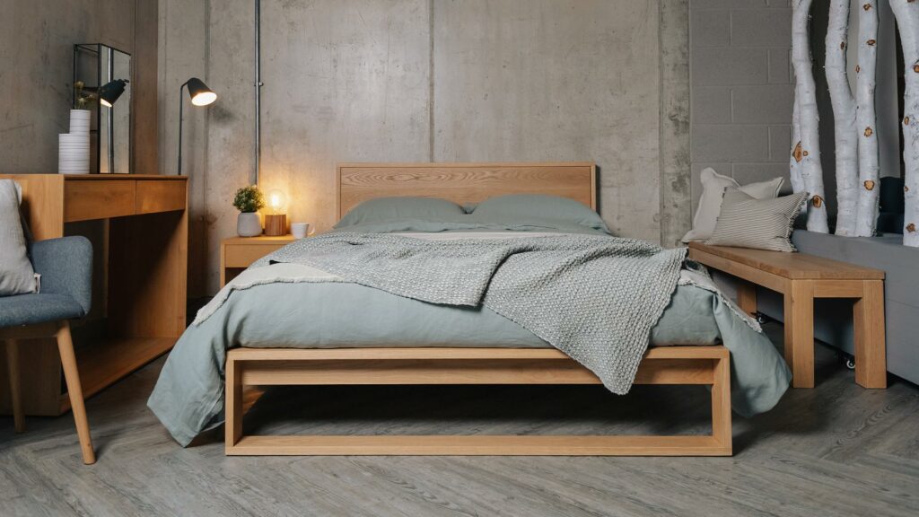 Leith modern oak bed 1