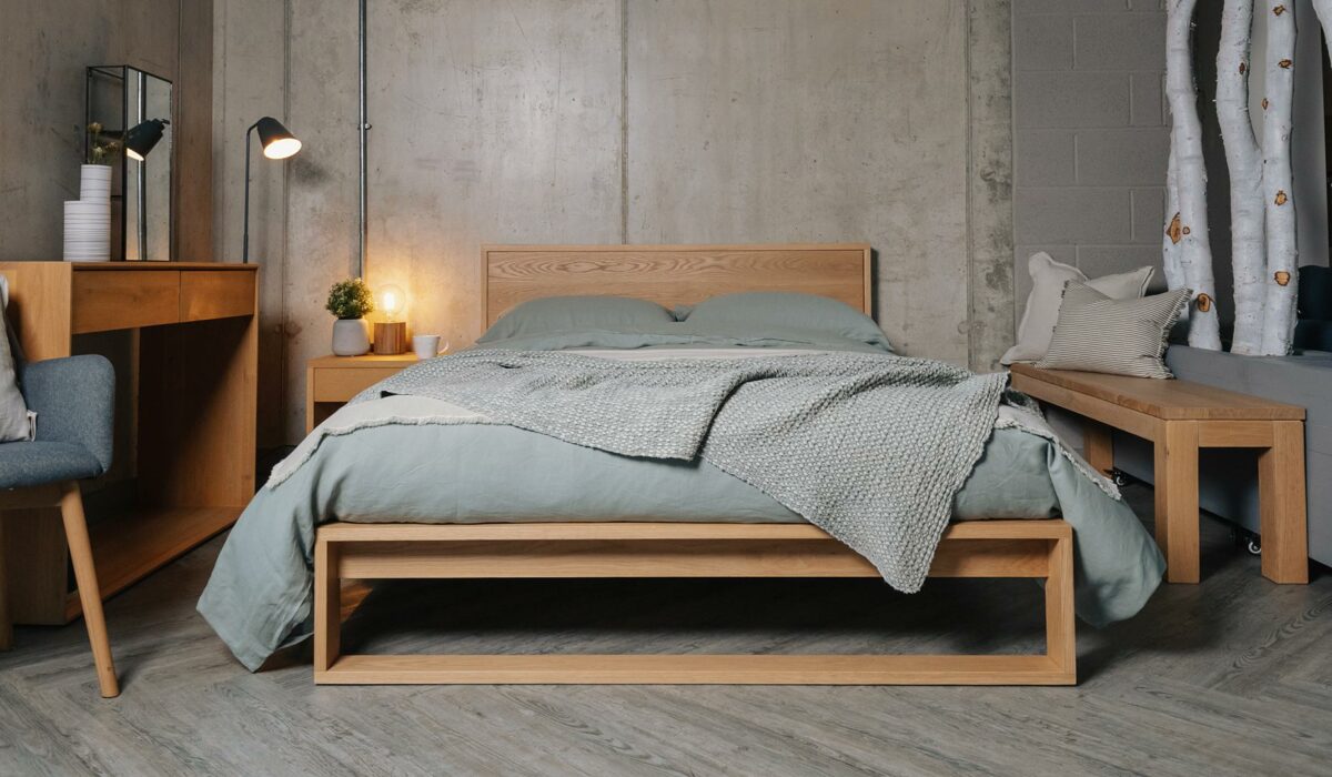 Leith modern oak bed 1