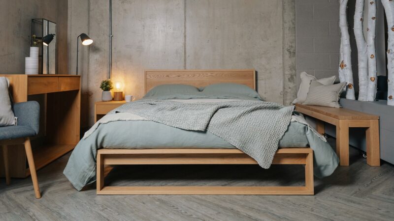 Leith modern oak bed 1
