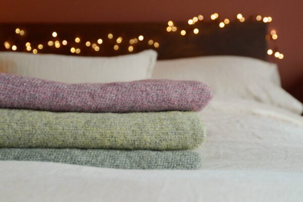McNutt Wool Marl Throws T to B Blackberry Citrus Sage