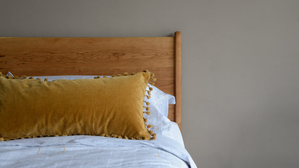 Mustard Cushion on Oiled Cherry Camden