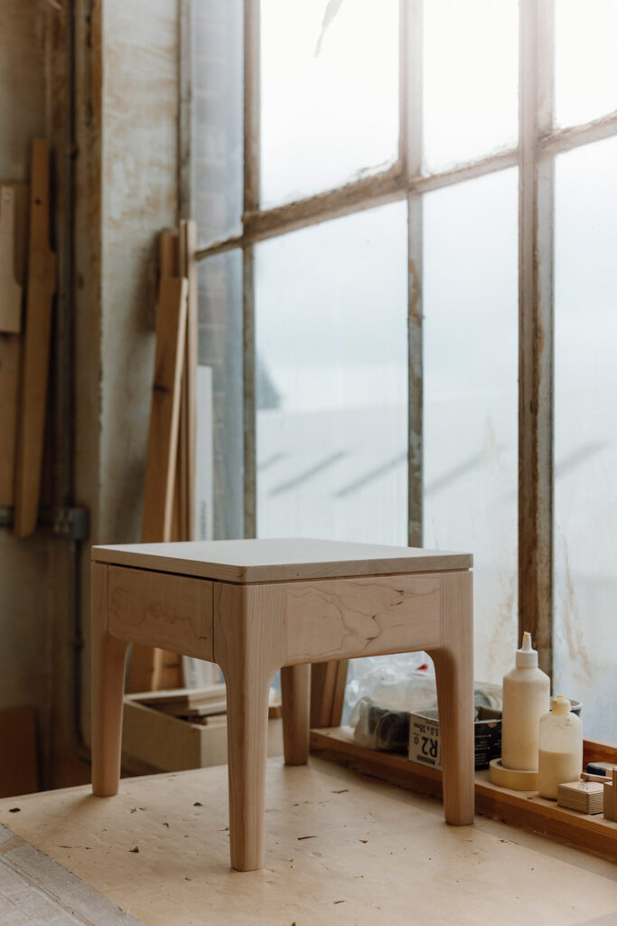 Original Camden table in Maple, being made in the NBC workshop.
