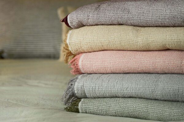 Organic Cotton Linen Throws Stack