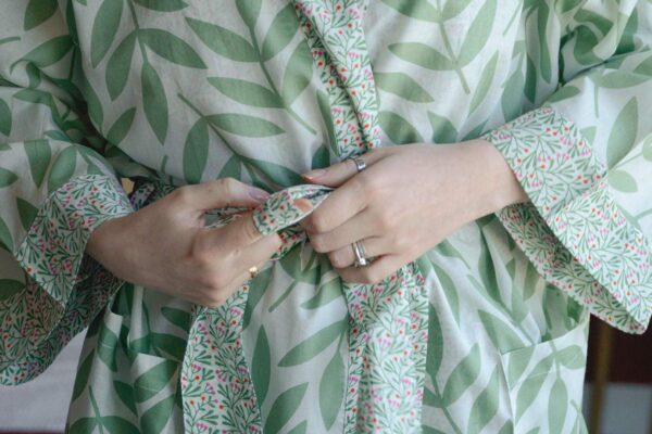 Pale Green Frond Cotton Robe