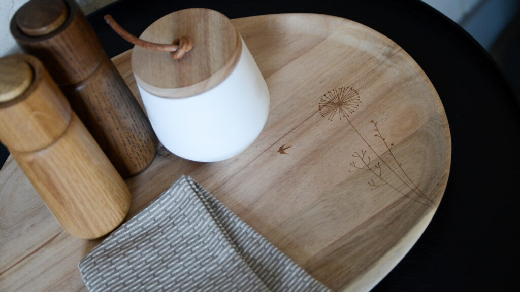 Rader Rustic Floral Oak Trays Large Styled