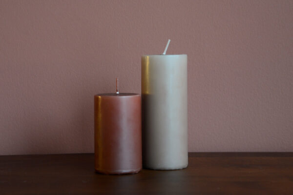 Set of 2 Unscented Candles - Red & Mink