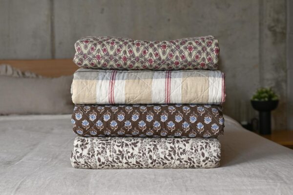 Retro Quilted Throws - Plum & Chocolate