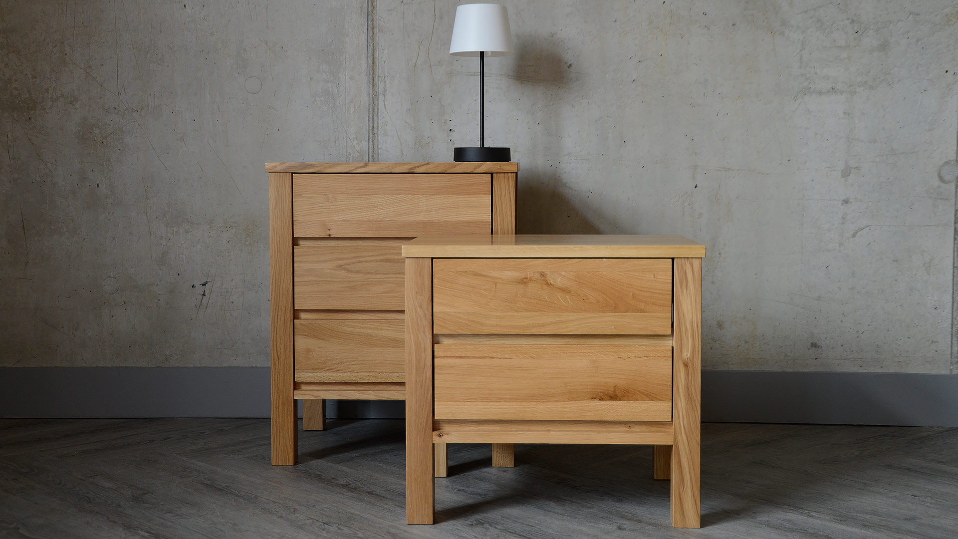Shaker style oak bedside units