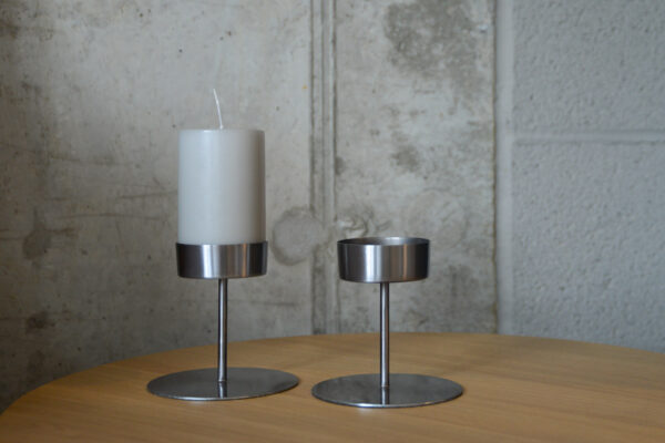 Silver Candlesticks x2 with Candle