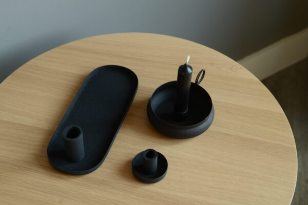 Three Black Candle Holders 1920