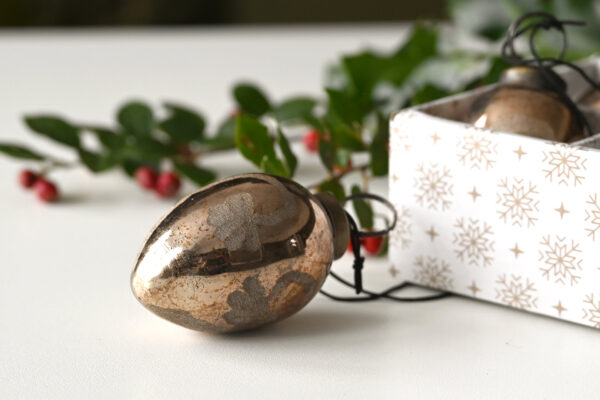 Box of Luxury Glass Christmas Decorations - Antique Gold