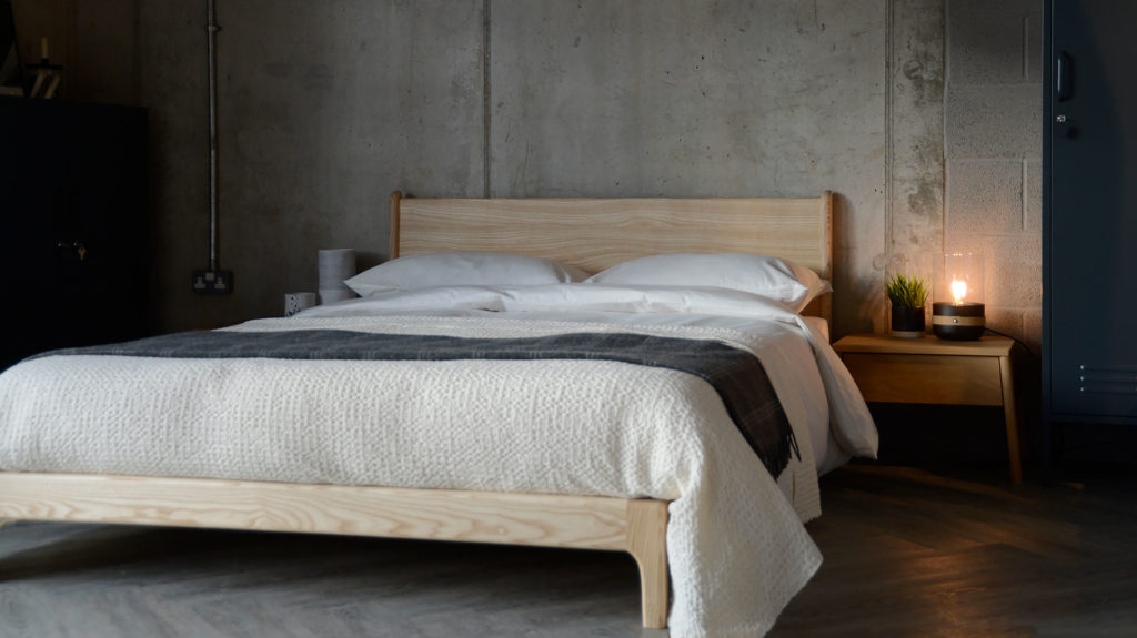 ash Carnaby low bed with tall headboard