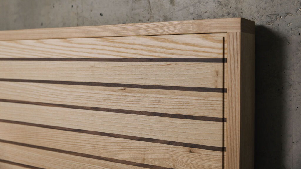 ash and walnut special edition Leith headboard close up