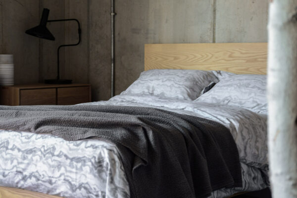 ash bamford bedding with grey marbling print bedding