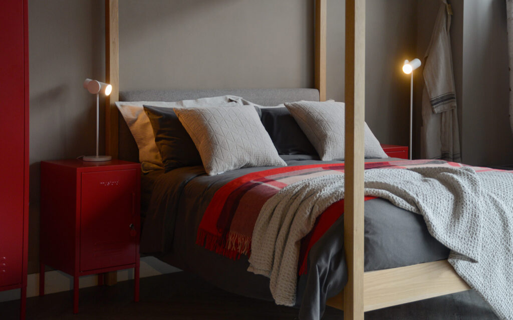 bedside locker in red