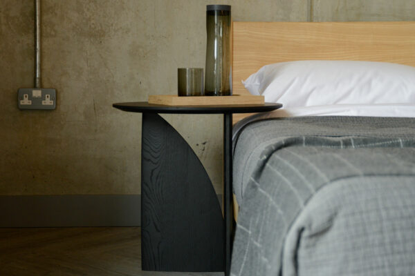 black oak Geometric bedside tab le 1920