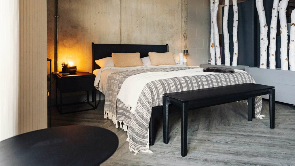 black oak camden bed and bok bench