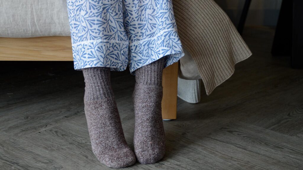 block print Pjs blue bottoms cuff leg detail