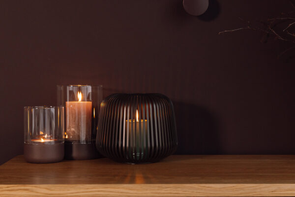 Dark Mauve & Glass Candleholders