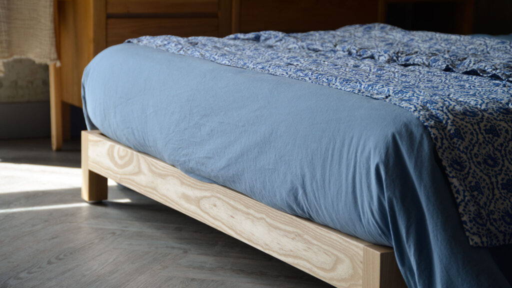 blue stonewash bedding detail