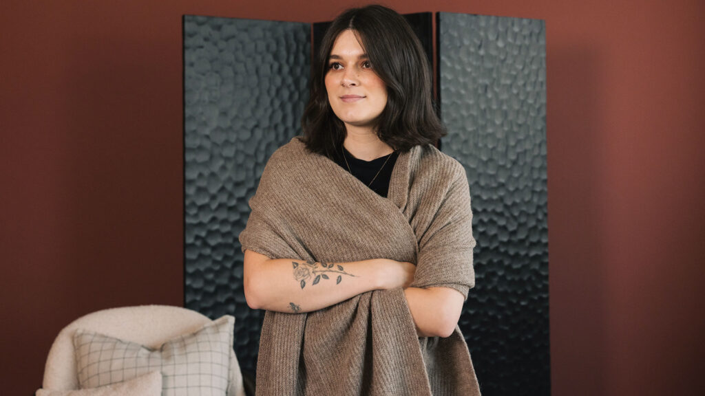 brown ribbed baby alpaca wool scarf