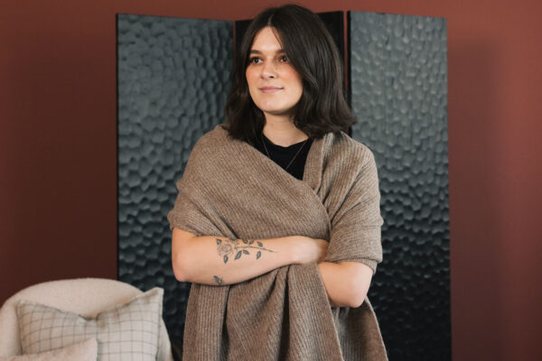 brown ribbed baby alpaca wool scarf