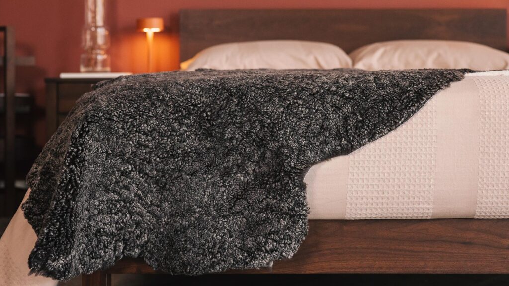brown sheepskin throw