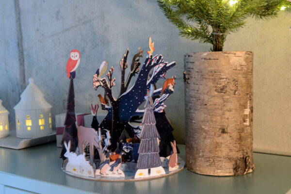 card xmas decoration blue forest scene