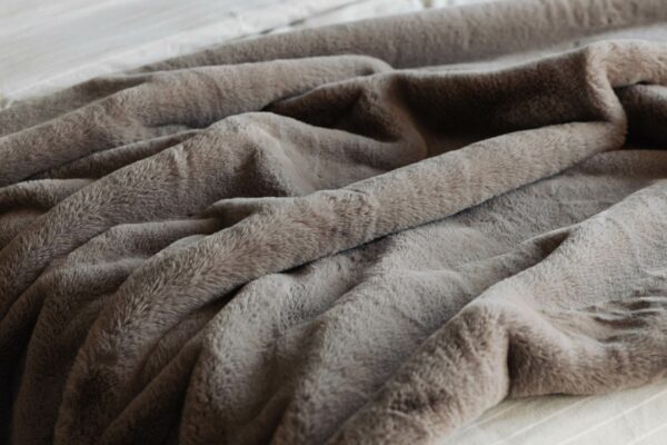 cement grey luxury faux fur bedspread