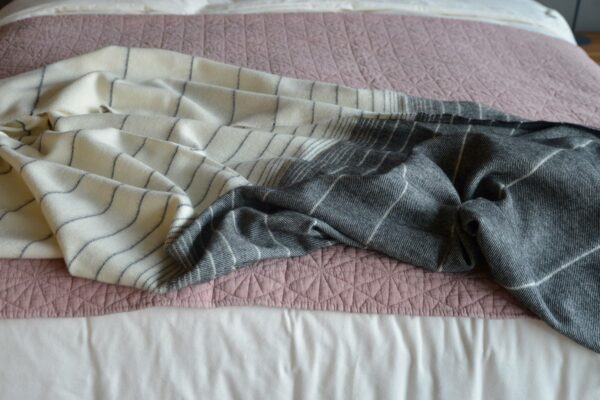 charcoal and ivory ombre stripe throw