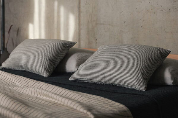 charcoal striped cushions