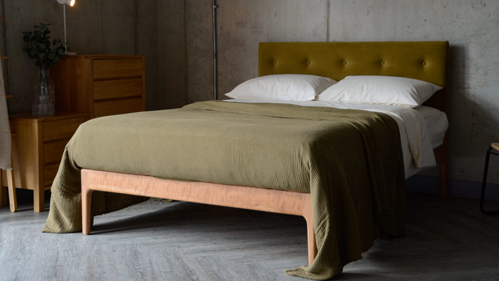 cherry and eco velvet Bloomsbury bed