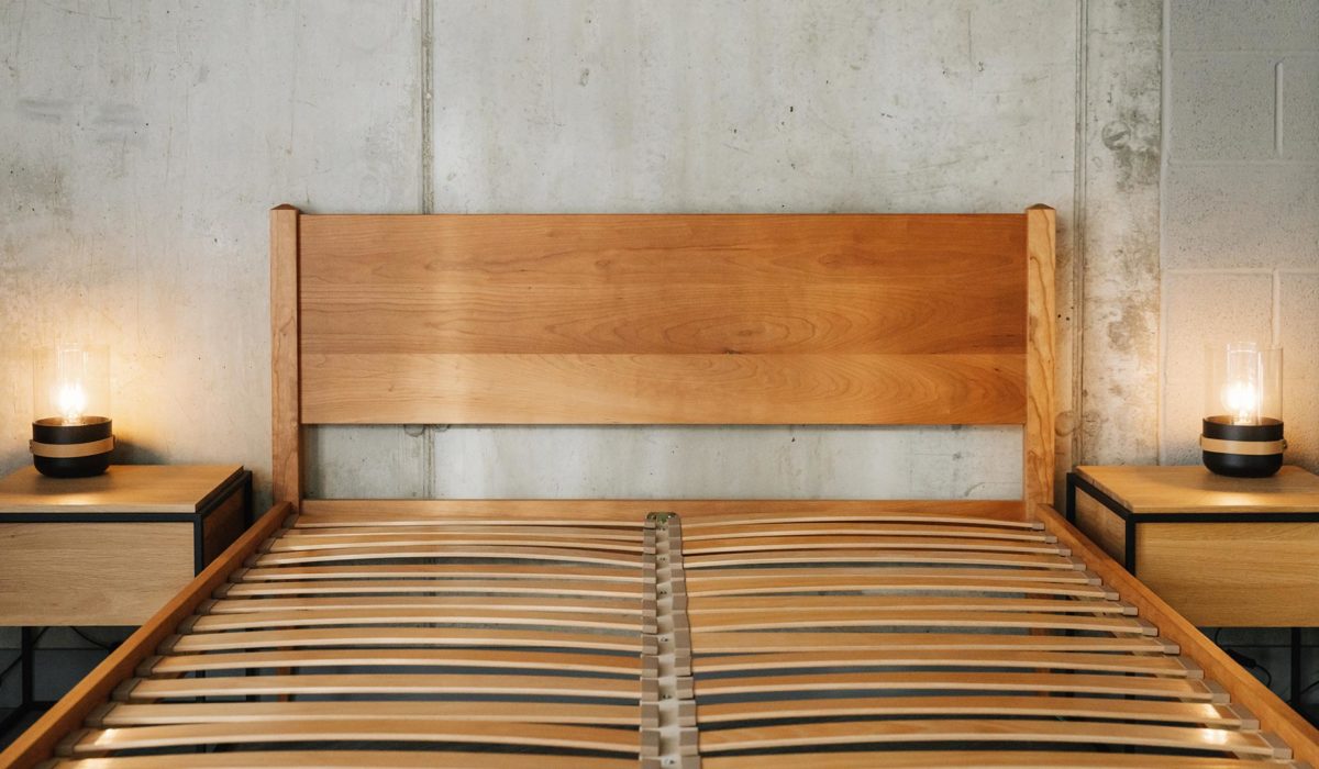 cherry headboard with beech sprung slats
