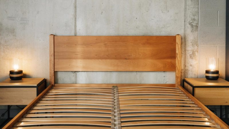 cherry headboard with beech sprung slats