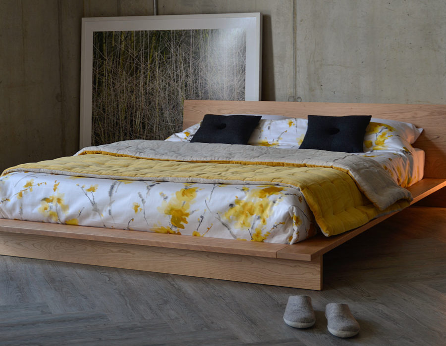 cherry oregon with watercolour floral print bedding