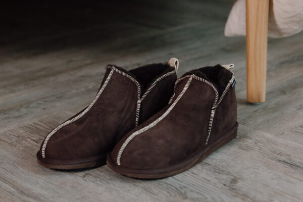 chocolate colour suede slippers