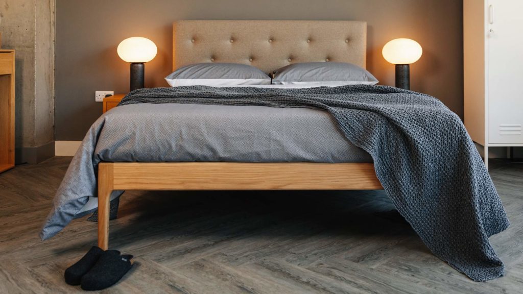 cool grey waffle bedspread on bloomsbury bed