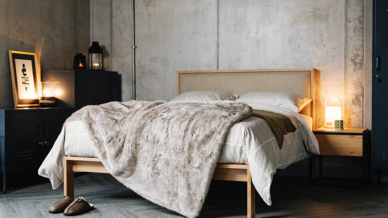 cosy winter bedroom featuring the Shetland bed